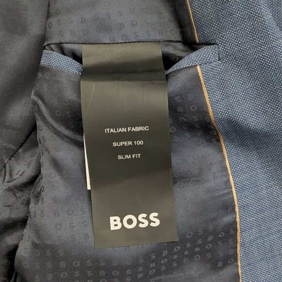 Hugo Boss Slim Fit Suit Men's Jacket Size 44L Pants 34x32 Blue Wool Blend - Picture 4 of 16